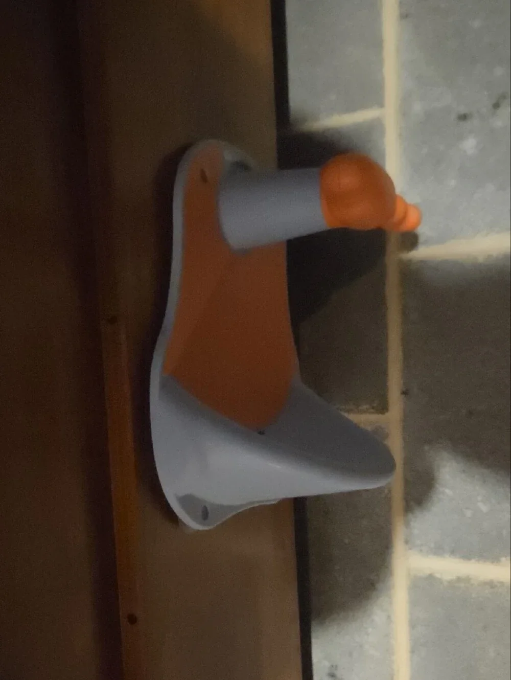 Blue and Coral Child's Bath Seat with Moose Handle